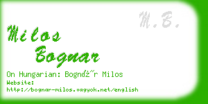 milos bognar business card